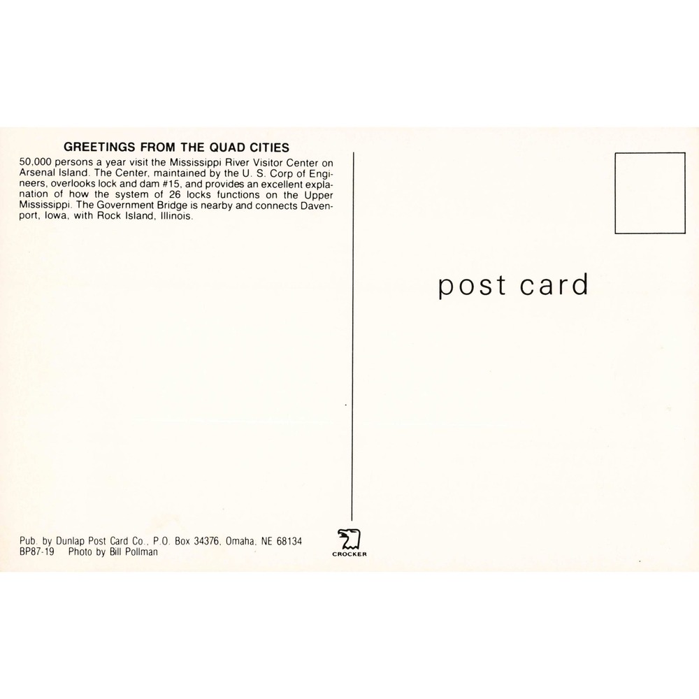 Quad Cities IA IL Mississippi River Lock & Dam 15 Bridge Chrome Postcard - Picture 2 of 2